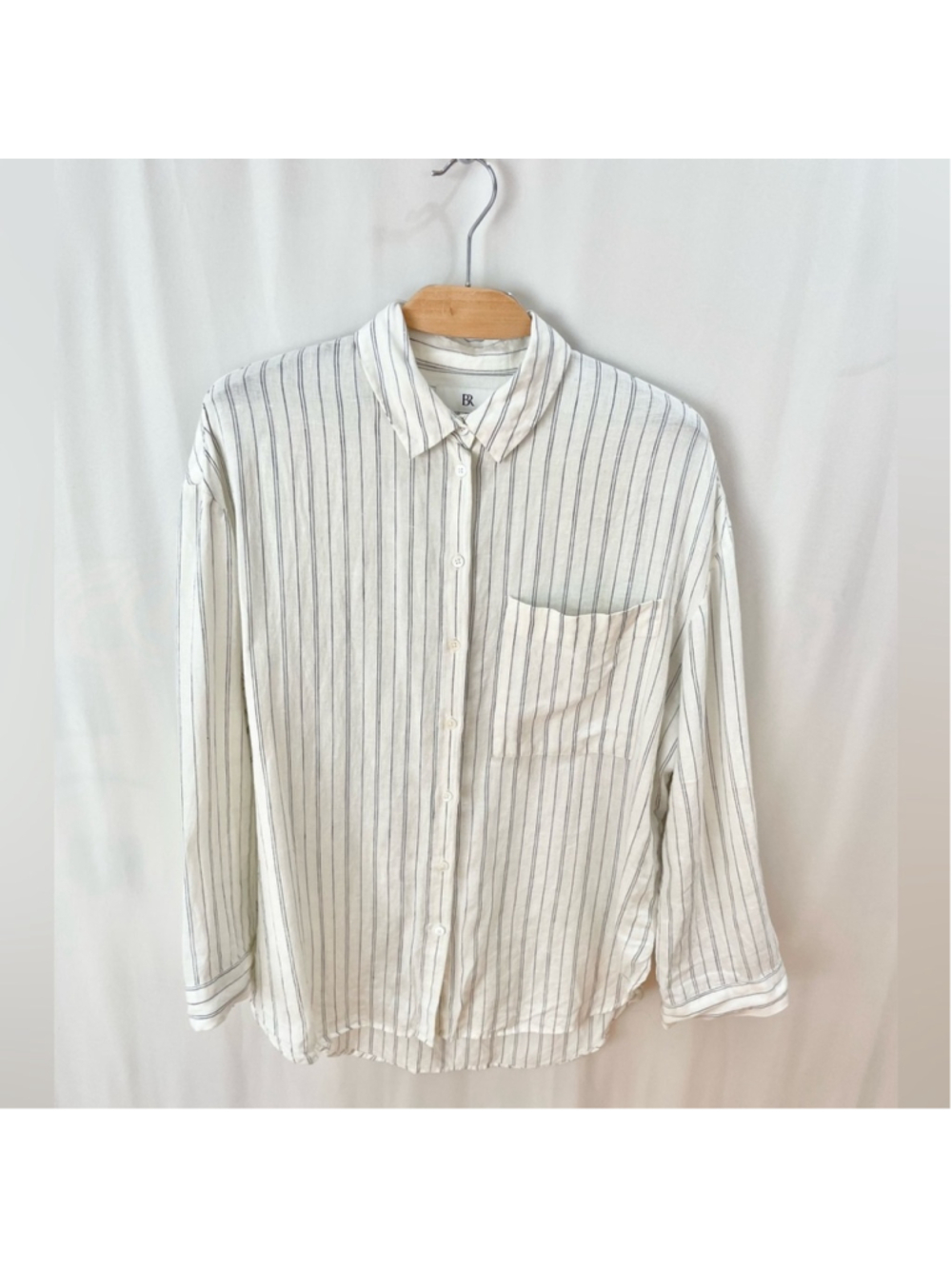 Banana Republic Oversized Premium Linen Striped Button Front Shirt Size M - Picture 2 of 7